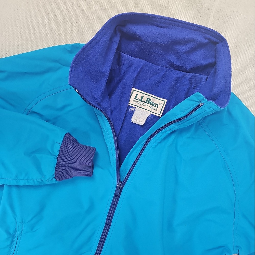 LL Bean Jacket Fleece Lined Women's Medium Teal Purple Gorpcore Vintage Hike 90s